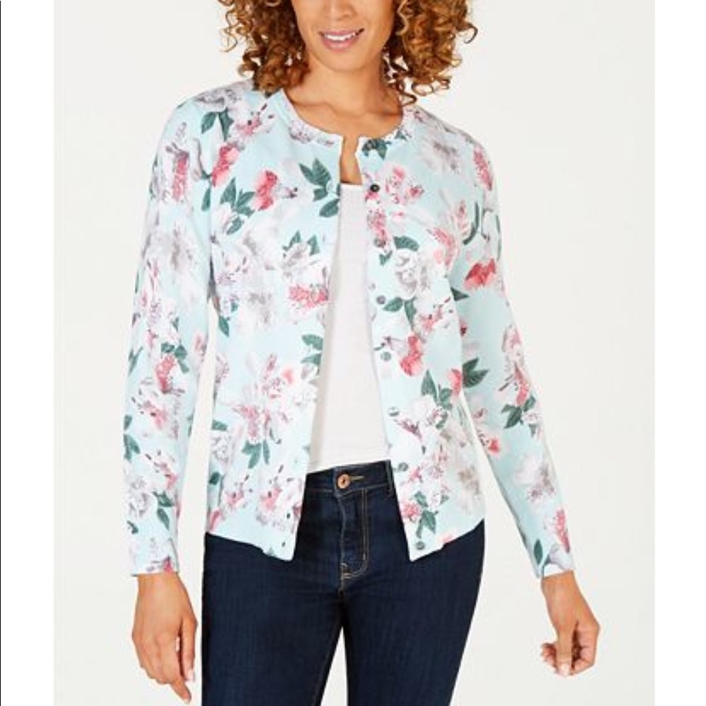 Karen Scott Floral Cardigan